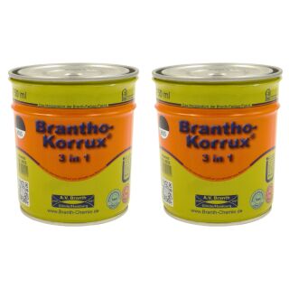 2x Brantho Korrux 3 in 1 Metallschutzfarbe 750 ml Dose schwarz  RAL 9005