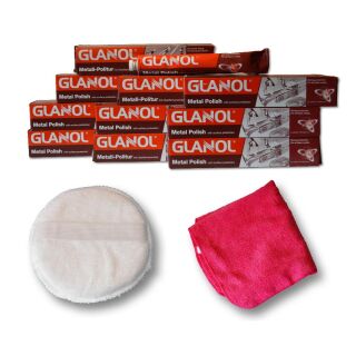 GLANOL® Metallpolitur 10x 100g mit Tuch & Pad